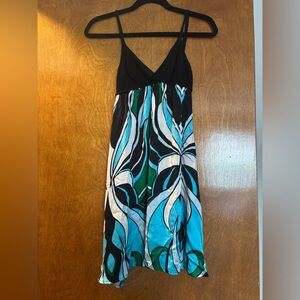 Bebe Crochet Black and Blue Floral Dress